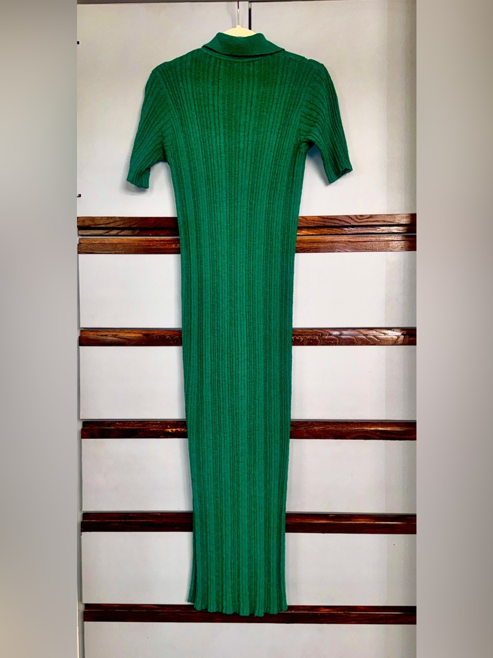 Free People Beach 🌊 Riding Waves Sweater Midi Dress 🌅 Green Emerald Wave Size XS - Picture 8 of 9